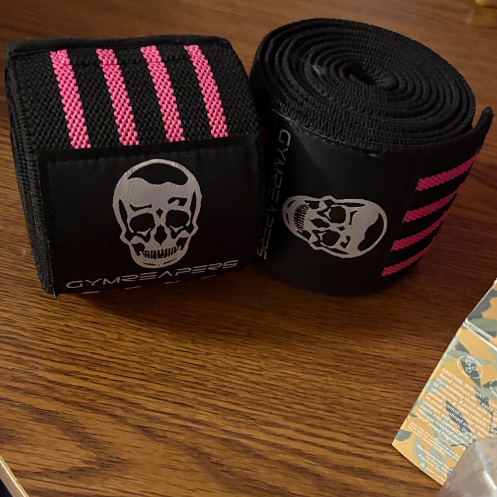 Black and Pink Gymreapers Wraps with Skull Design
